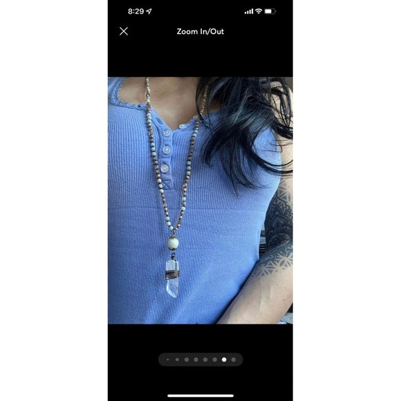 Jasper + Clear Quartz Boho Mala Necklace - Picture 7 of 8